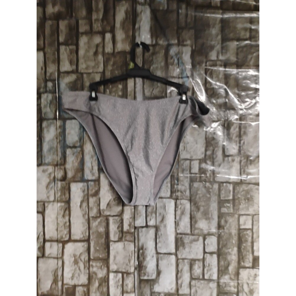 Womens Glitzy Glam Shinny Swimsuit Bikini Bottoms Grey Rain XXL 20 Cheeky